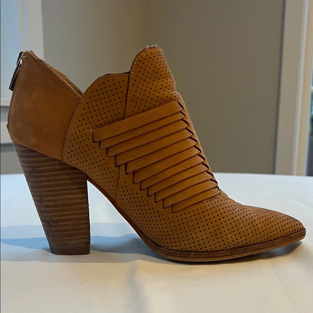 Vince Camuto Tan Perforated Ankle Booties - Picture 7 of 12